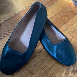 Madewell black leather flats square toe ballet-style